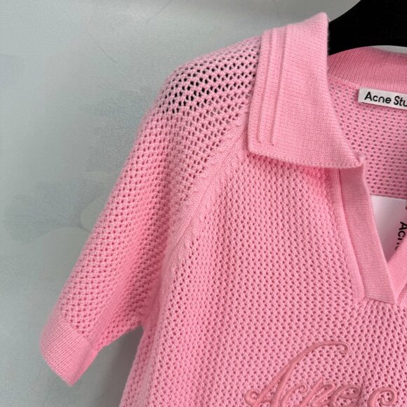 Acne Studios 2026 New Pink Mesh Polo Shirt - Picture 2 of 8